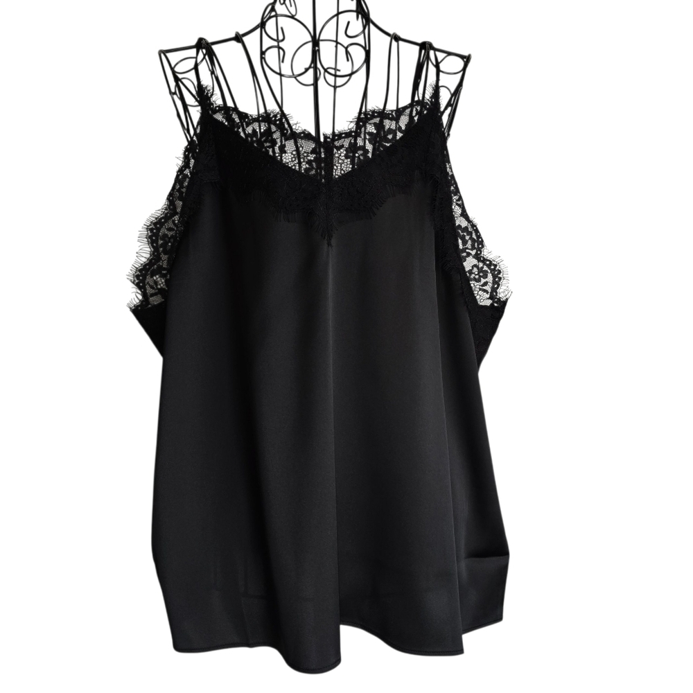 🍁NWT The Drop Women's Natalie V-Neck Lace-Trimmed Camisole Tank Top, Size XL - Picture 3 of 9
